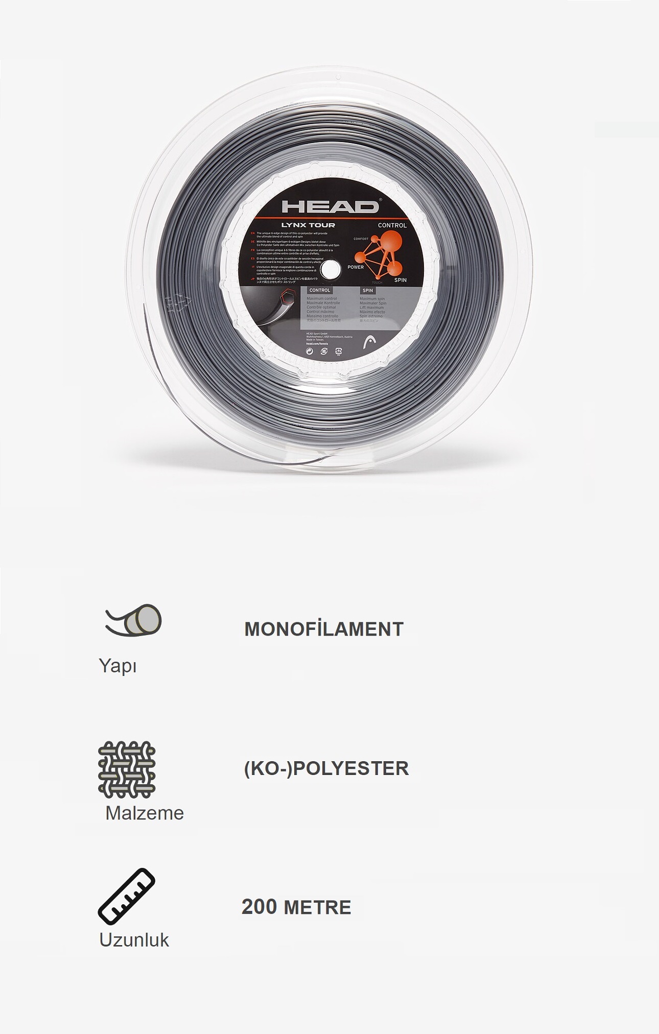 HEAD Lynx 17 1.25mm 200m Reel Gri - 1